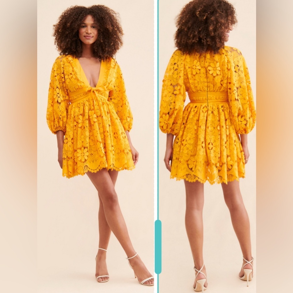 Charina Sarte Leilani Lace Deep V Neck Boho Beachy Dress Size M